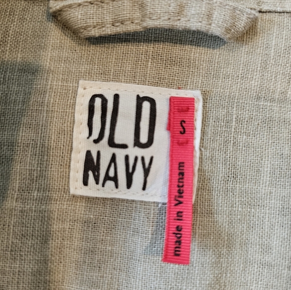 Old Navy Vintage Y2K •Size Small• Belted Linen Blend Pea Coat Tan - Picture 5 of 8